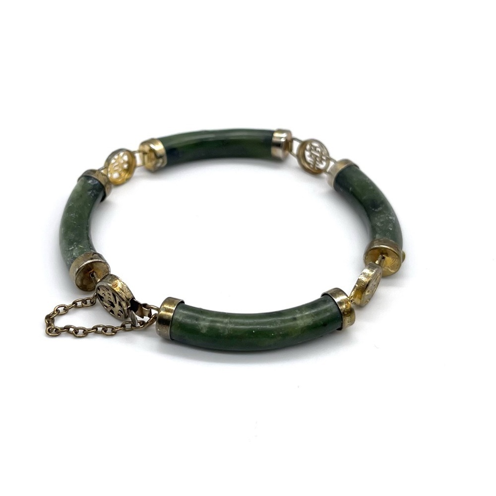 Chinese Longevity Nephrite Jade Bracelet